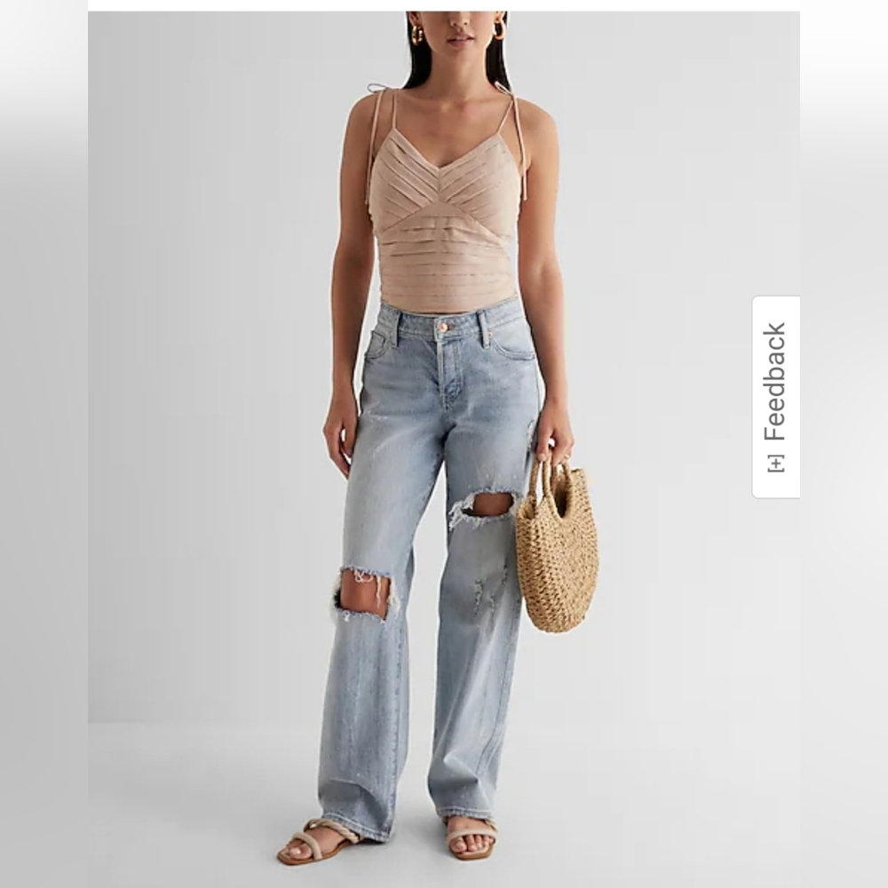 ✨️Final Price✨️NWT sz XS Express Pale Pink Tie Strap Cropped Cami